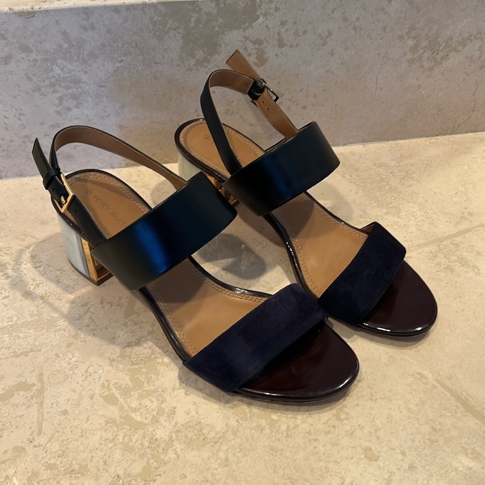 Tory Burch GiGi two tone block heel sandal size 9